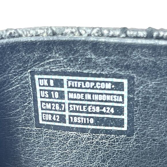 FitFlop Black Thong Leather Summer Sandals Womens Size 10 Comfort Casual Slip On - Picture 10 of 11